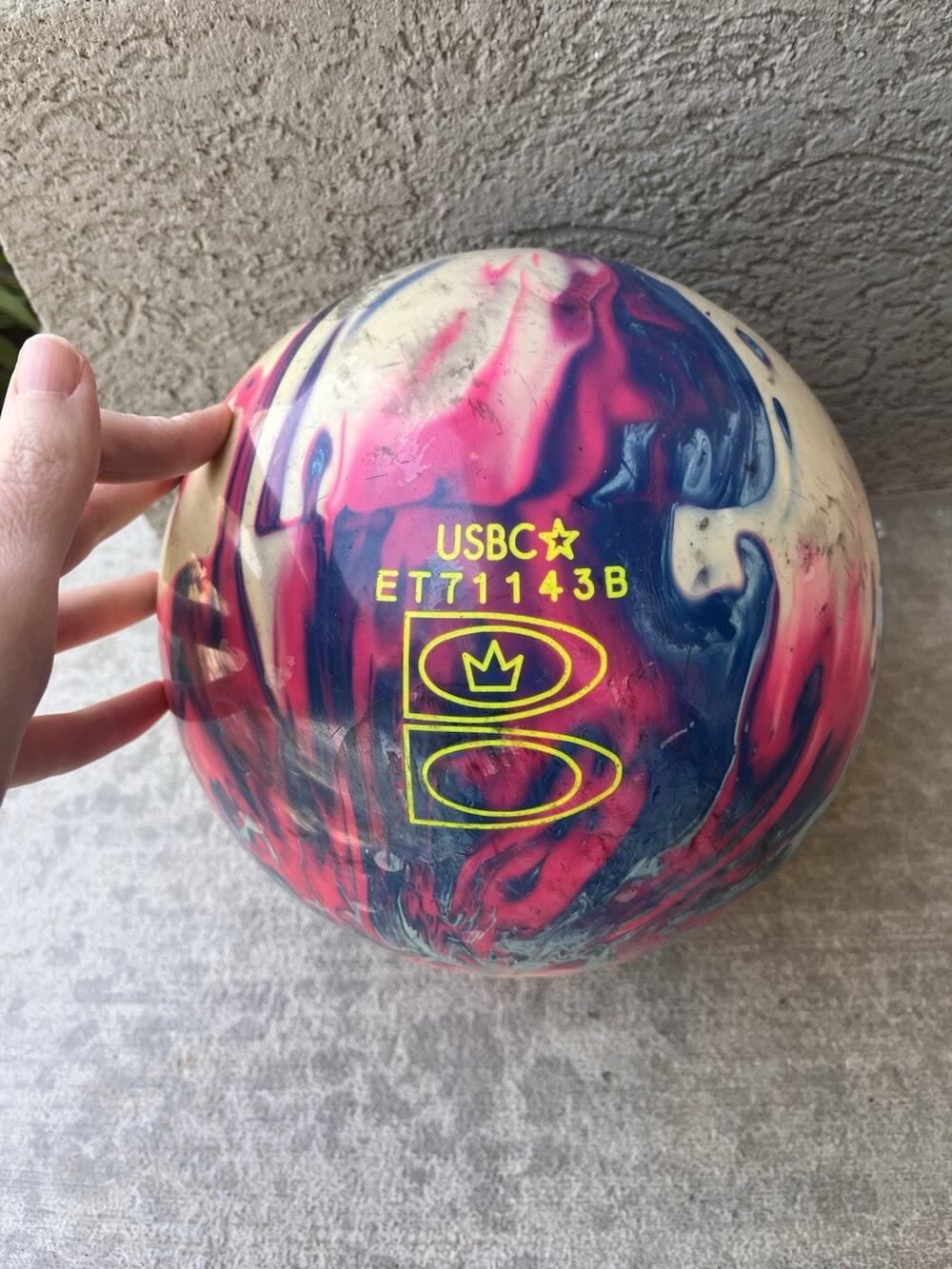 Brunswick Infinity Quest Bowling Ball Pink White Blue Swirl Two Hole 14-15 Lbs